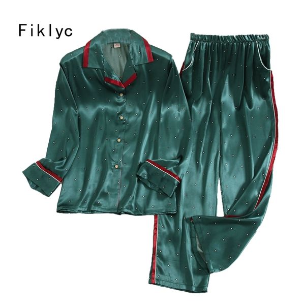 fiklyc underwear two-pieces womens autumn / spring long sleeve satin pajamas sets pijamas pyjamas women mujer femme sleepwear 201027, Black;red
fiklyc underwear two-pieces womens autumn / spring long sleeve satin pajamas sets pijamas pyjamas women mujer femme sleepwear 201027, Black;red