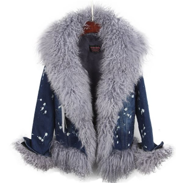 2021 new winter lamb short collar denim female fur coat velvet thick jacket zbsb, Black
2021 new winter lamb short collar denim female fur coat velvet thick jacket zbsb, Black