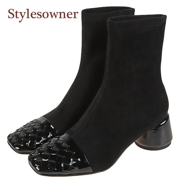 boots trendy square toe black stitching woven elastic autumn winter single riga velvet niche personality student lady ankle boot
boots trendy square toe black stitching woven elastic autumn winter single riga velvet niche personality student lady ankle boot