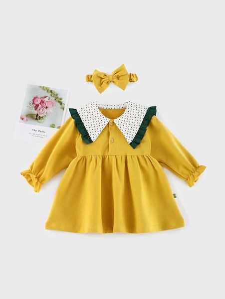 peninsula baby toddler girls polka dot print statement collar flounce sleeve smock dress with tie she, Red;yellow
peninsula baby toddler girls polka dot print statement collar flounce sleeve smock dress with tie she, Red;yellow