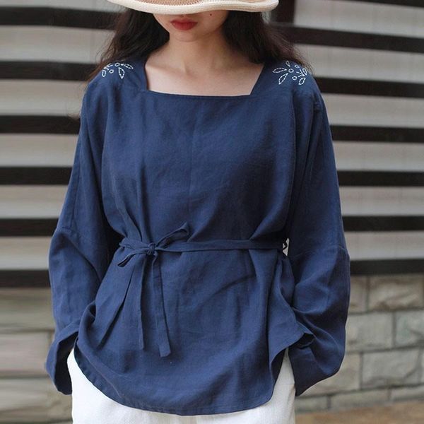 johnature cotton linen retro embroidery square collar long sleeve all-match t-shirt 2020 autumn new loose leisure women, White
johnature cotton linen retro embroidery square collar long sleeve all-match t-shirt 2020 autumn new loose leisure women, White