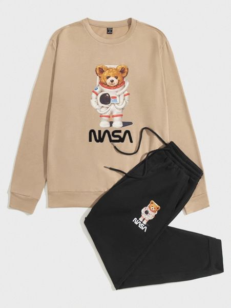 men bear and letter graphic sweatshirt & drawstring waist sweatpants 76dd#, Gray
men bear and letter graphic sweatshirt & drawstring waist sweatpants 76dd#, Gray