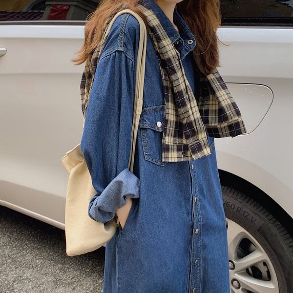 2021 new spring and autumn fashion lapel sleeve denim dress weight simple dress-breasted temperament hv1h, Black;gray
2021 new spring and autumn fashion lapel sleeve denim dress weight simple dress-breasted temperament hv1h, Black;gray