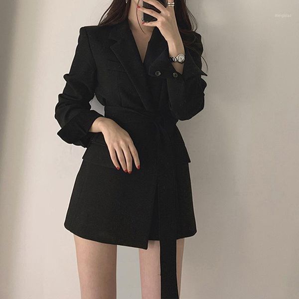 korean retro western style suit collar with waist long loose mid-length casual suit jacket casual long womens and blouses1, White;black
korean retro western style suit collar with waist long loose mid-length casual suit jacket casual long womens and blouses1, White;black