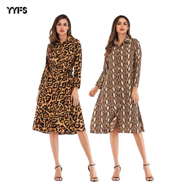 2020 autumn and winter new long sleeve lapel button printed leopard chiffon women's dress, Black;gray
2020 autumn and winter new long sleeve lapel button printed leopard chiffon women's dress, Black;gray