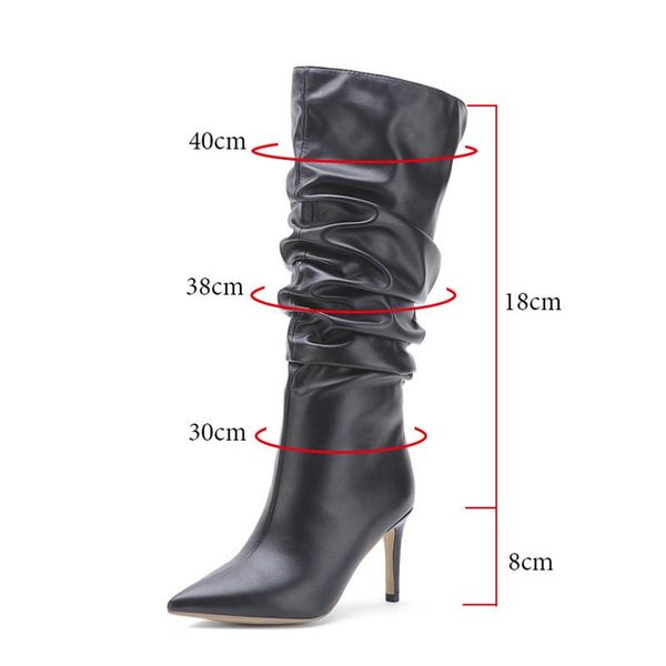 boots 2021 autumn/winter runway women stilettos heel pointed toe pull on pleated knee high pu leather party shoes woman, Black
boots 2021 autumn/winter runway women stilettos heel pointed toe pull on pleated knee high pu leather party shoes woman, Black