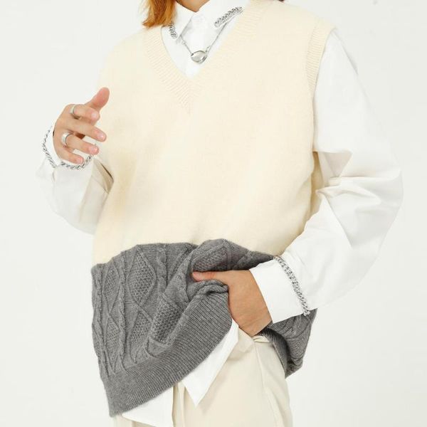 men's sweaters men/women fall winter ins v-neck knitwear vest contrast color waistcoat pullover sweater all match casual loose weskit1, White;black
men's sweaters men/women fall winter ins v-neck knitwear vest contrast color waistcoat pullover sweater all match casual loose weskit1, White;black