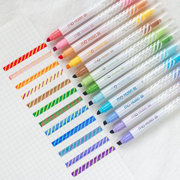 12 colors double head highlighter pen magic color markers for drawing discoloration hand note pen for drawing stationery store
12 colors double head highlighter pen magic color markers for drawing discoloration hand note pen for drawing stationery store