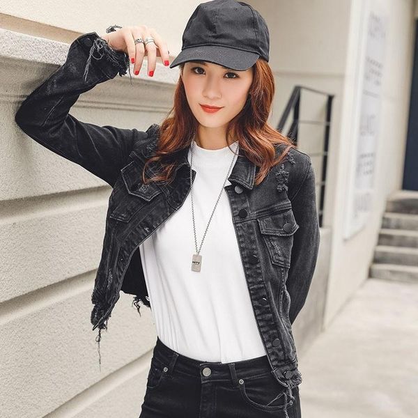 new autumn jeans jacket women tassel frayed lapel denim jacket lady slim single breasted solid black casual fashion female coat, Black;brown
new autumn jeans jacket women tassel frayed lapel denim jacket lady slim single breasted solid black casual fashion female coat, Black;brown