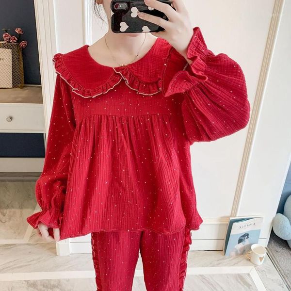 cotton polka dot sweet women pajama set long sleeve loose plus size pajamas1, Black;red
cotton polka dot sweet women pajama set long sleeve loose plus size pajamas1, Black;red