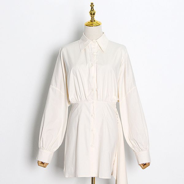 2020 autumn new fashion french style retro lapels lantern sleeve irregular clear all-matching shirt simple dress, White;black
2020 autumn new fashion french style retro lapels lantern sleeve irregular clear all-matching shirt simple dress, White;black
