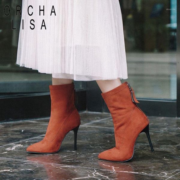 boots orcha lisa back zippper stiletto high heel booties woman ankle flock 10cm thin heels purple black lager size 44 481
boots orcha lisa back zippper stiletto high heel booties woman ankle flock 10cm thin heels purple black lager size 44 481