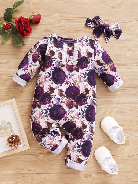 baby girl print jumpsuit she, Blue