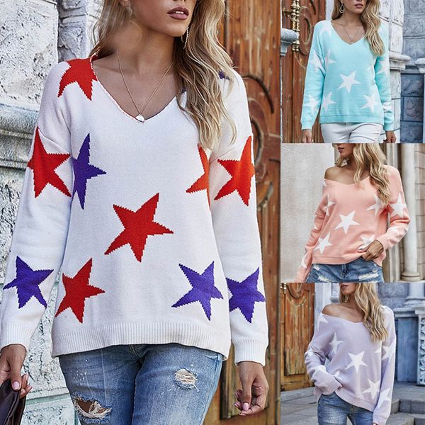 2020 casual women fashion v-neck pentagram printed soft comfortable long sleeves sweater fashion ladies streetwear, White;black
2020 casual women fashion v-neck pentagram printed soft comfortable long sleeves sweater fashion ladies streetwear, White;black