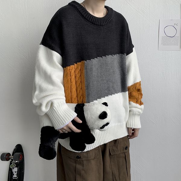 black men's sweaters large size vintage sweater men korean fashion clothing spliced autumn winter warm man pullovers crewneck, White;black
black men's sweaters large size vintage sweater men korean fashion clothing spliced autumn winter warm man pullovers crewneck, White;black