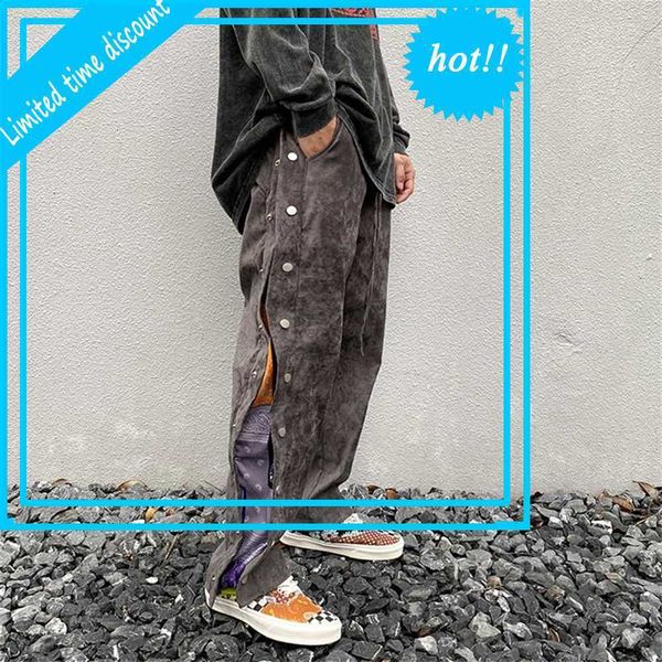 high street side button print suede baggy mens drawstring straight loose casual pants hip hop oversize trousers, Black
high street side button print suede baggy mens drawstring straight loose casual pants hip hop oversize trousers, Black
