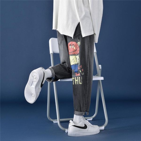 men's jeans 2021 autumn winter solid color letter printed hip-hop monster regular casual loose small straight pants slacks, Blue
men's jeans 2021 autumn winter solid color letter printed hip-hop monster regular casual loose small straight pants slacks, Blue
