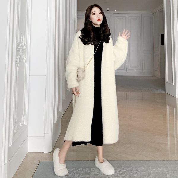 autumn 2020 new mid style thickened mink like loose sweater coat long sleeve versatile knitwear for women
autumn 2020 new mid style thickened mink like loose sweater coat long sleeve versatile knitwear for women