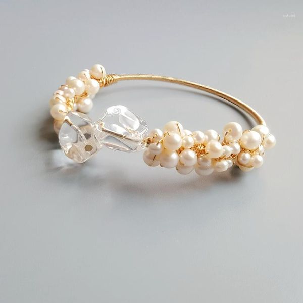 lii ji natural baroque clear quartz freshwater pearl beads bracelet handmade jewelry open bangle for women gift drop shipping1, Black
lii ji natural baroque clear quartz freshwater pearl beads bracelet handmade jewelry open bangle for women gift drop shipping1, Black