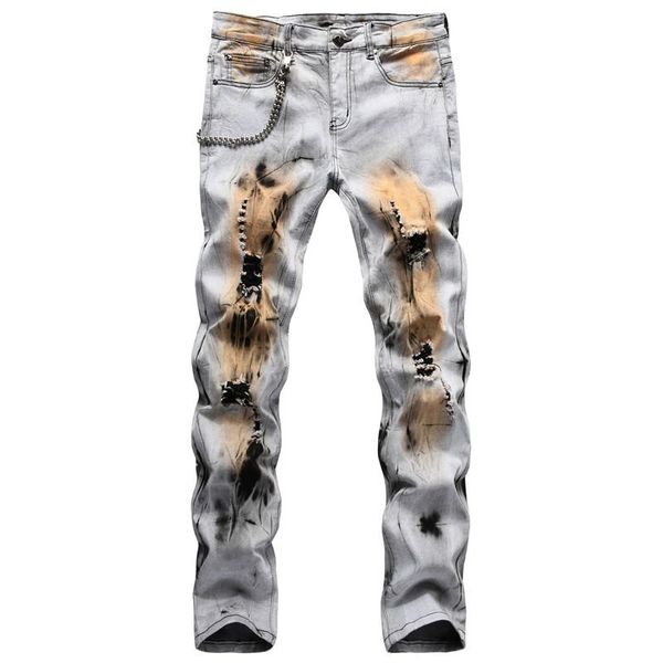 men's jeans moruancle fashion ripped hip hop pants washed distressed denim trousers with holes stretchy painted big size, Blue
men's jeans moruancle fashion ripped hip hop pants washed distressed denim trousers with holes stretchy painted big size, Blue