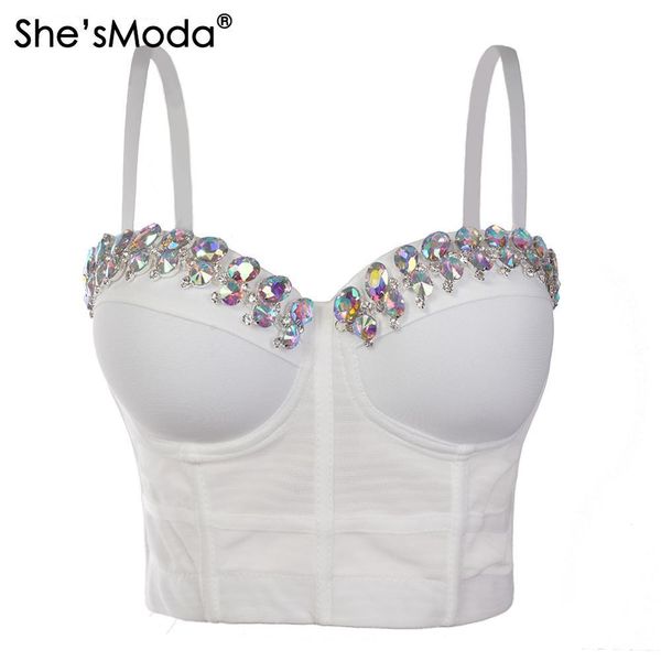 she'smoda new mesh perspective rhinestones bustier women's bralette cropped vest plus size y200701, White
she'smoda new mesh perspective rhinestones bustier women's bralette cropped vest plus size y200701, White