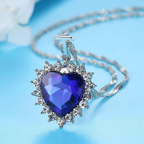 Temperament Blue Ocean of the Heart rhinestones Crystal women Pendant Necklace CZ Jewelry Dropshipping, Silver
Temperament Blue Ocean of the Heart rhinestones Crystal women Pendant Necklace CZ Jewelry Dropshipping, Silver