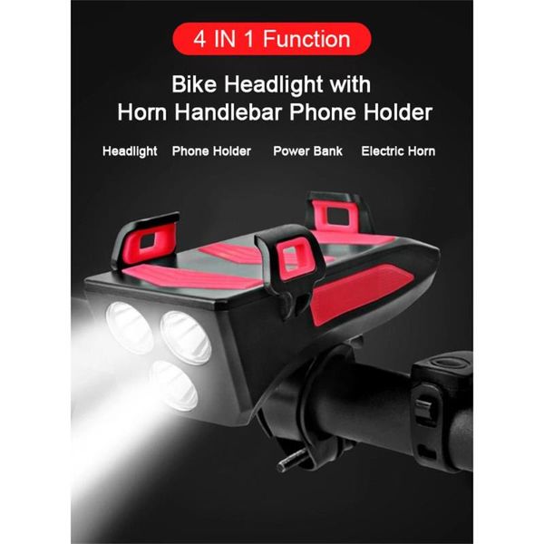 4 in 1 3-head head lamp usb rechargeable led light bicycle headlight bike horn handlebar phone holder
4 in 1 3-head head lamp usb rechargeable led light bicycle headlight bike horn handlebar phone holder