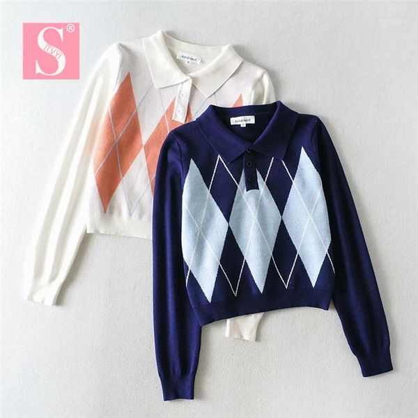 stvy turn-down collar fashion harajuku diamond lattice women pullovers 2020 autumn vintage knitted sweaters women1, White;black
stvy turn-down collar fashion harajuku diamond lattice women pullovers 2020 autumn vintage knitted sweaters women1, White;black