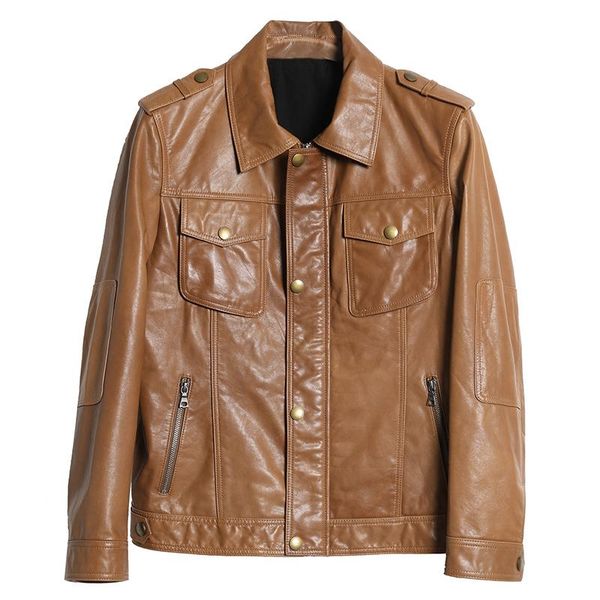 men's leather & faux genuine jacket 100% real cow coat spring autumn vintage biker motorcycle slim 1435 kj4029, Black
men's leather & faux genuine jacket 100% real cow coat spring autumn vintage biker motorcycle slim 1435 kj4029, Black