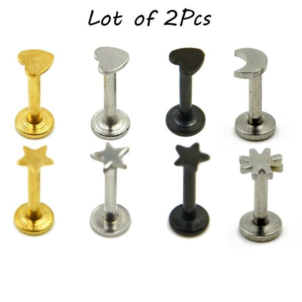 2pcs stainless steel moon&star&sun&heart labret lip bar ring earring push fit cartilage internally thread piercing jewelry16g q bbyzrd, Silver
2pcs stainless steel moon&star&sun&heart labret lip bar ring earring push fit cartilage internally thread piercing jewelry16g q bbyzrd, Silver