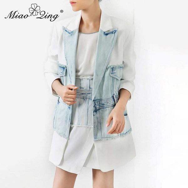 miaoqing denim patchwork women's blazer notched collar long sleeve tunic elegant female jacket 2020 fashion autumn new1, White;black
miaoqing denim patchwork women's blazer notched collar long sleeve tunic elegant female jacket 2020 fashion autumn new1, White;black