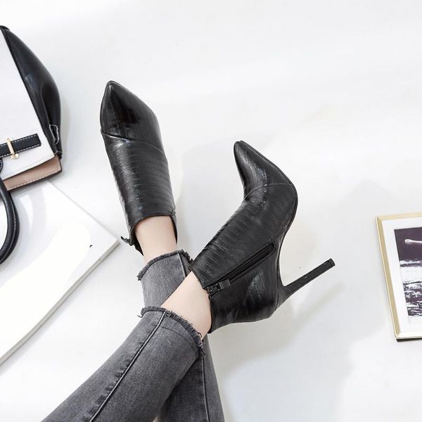 white ankle boots women's rubber shoes rain zipper booties woman 2020 high heels low pointy stiletto pu pointed toe basic, Black
white ankle boots women's rubber shoes rain zipper booties woman 2020 high heels low pointy stiletto pu pointed toe basic, Black