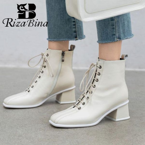 rizabina women shoes genuine leather ankle boots thick heel cross strap square toe daily boots ladies footwear size 34-391, Black
rizabina women shoes genuine leather ankle boots thick heel cross strap square toe daily boots ladies footwear size 34-391, Black