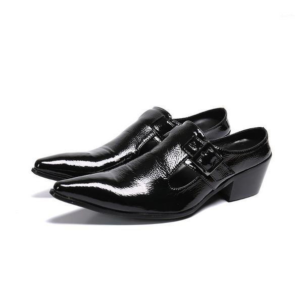 high heels patent leather man dress shoes fashion slip on oxfords for men genuine leather punk buckle formal party wedding shoes1, Black
high heels patent leather man dress shoes fashion slip on oxfords for men genuine leather punk buckle formal party wedding shoes1, Black