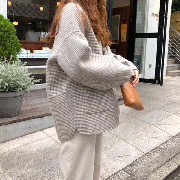 coat women autumn 2020 new korea style loose casual houndstooth wool women plaid coat plus size1, Black
coat women autumn 2020 new korea style loose casual houndstooth wool women plaid coat plus size1, Black
