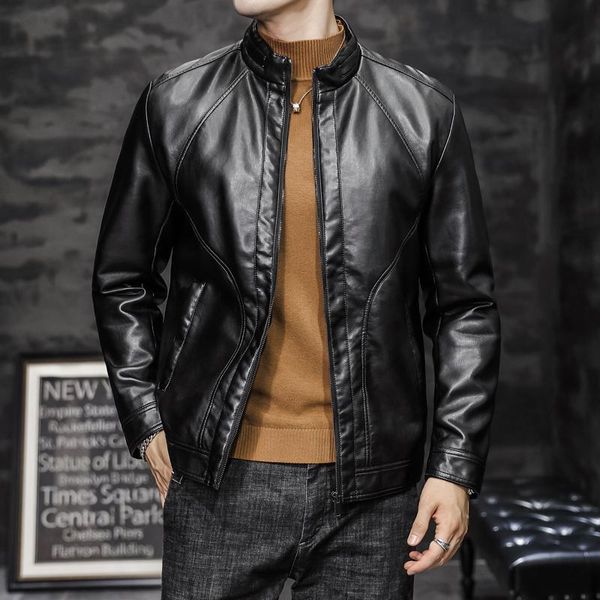 men's fur & faux fashion 2021 autumn stand collar long sleeve pu leather motorcycle jacket men clothing all match slim fit casual veste, Black
men's fur & faux fashion 2021 autumn stand collar long sleeve pu leather motorcycle jacket men clothing all match slim fit casual veste, Black