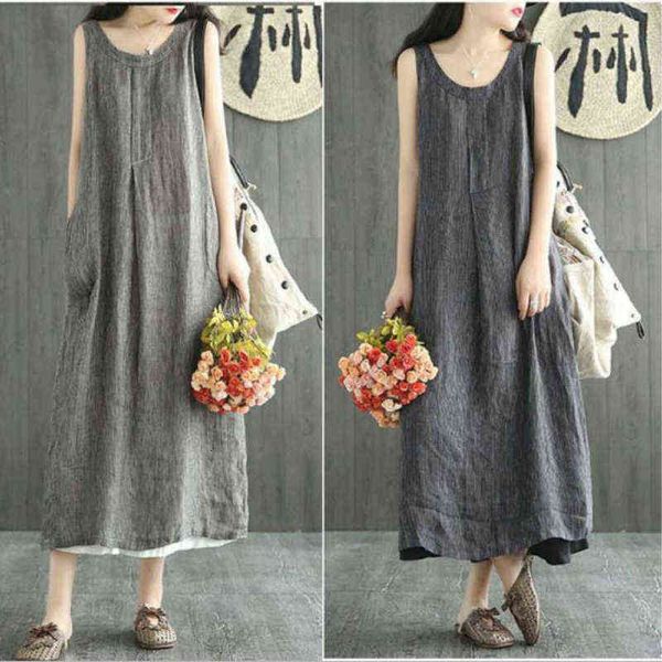 casual dresses summer women maxi dress loose striped translucent sleeveless o-neck plus size vintage linen ladies long jf3x, Black;gray
casual dresses summer women maxi dress loose striped translucent sleeveless o-neck plus size vintage linen ladies long jf3x, Black;gray