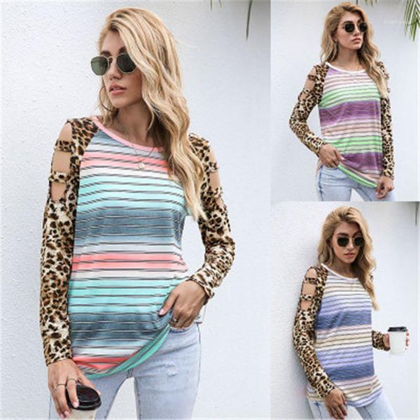 strapless tshirt women leopard gradient t-shirts fashion trend striped hollow round neck long sleeve tee designer female loose casual, White
strapless tshirt women leopard gradient t-shirts fashion trend striped hollow round neck long sleeve tee designer female loose casual, White