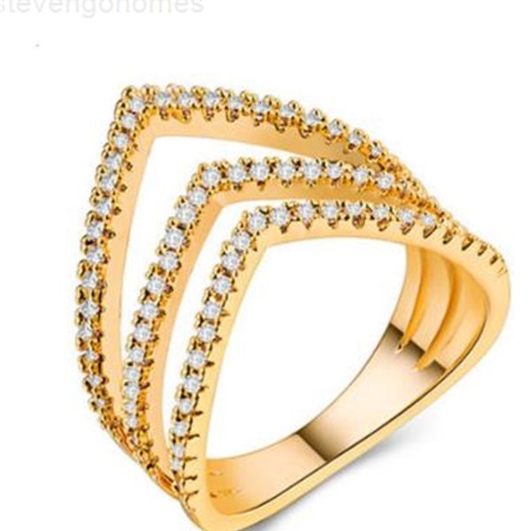 zircon silver geometric ring gold-plated shape ladies