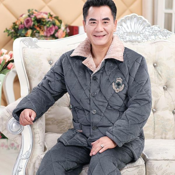 men's autumn winter thickened coral flannel sleepwear home suit three-layer thickened quilted middle-aged and elderly pajamas1, Black;brown
men's autumn winter thickened coral flannel sleepwear home suit three-layer thickened quilted middle-aged and elderly pajamas1, Black;brown