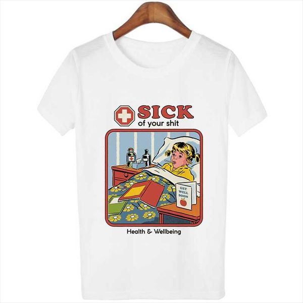 90s vintage tshirt harajuku kawaii shirt 80s tumblr sick of the shit female t shirt o neck short sleeve tshirt streetwear, White
90s vintage tshirt harajuku kawaii shirt 80s tumblr sick of the shit female t shirt o neck short sleeve tshirt streetwear, White