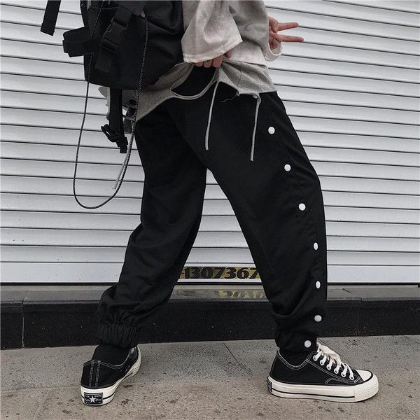 men's pants spring sweatpants fashion solid color button track men streetwear wild loose hip hop straight trousers mens m-xl, Black
men's pants spring sweatpants fashion solid color button track men streetwear wild loose hip hop straight trousers mens m-xl, Black