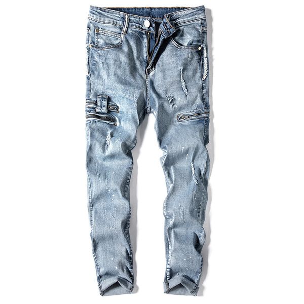 fall 2020 new zipper hole straight leg jeans high street men stretch slim splash ink young family first choice, Blue
fall 2020 new zipper hole straight leg jeans high street men stretch slim splash ink young family first choice, Blue