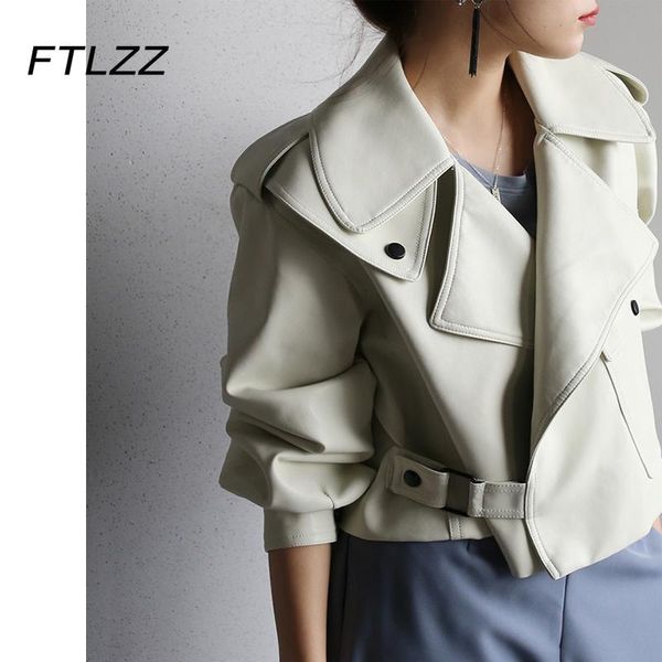 women loose faux leather coats new 2021 spring autumn big pocket biker moto jacket woman turn down collar black short outwear
women loose faux leather coats new 2021 spring autumn big pocket biker moto jacket woman turn down collar black short outwear