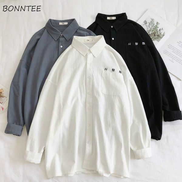 men shirts turn-down collar long sleeve solid chic retro loose mens thin breathable trendy leisure korean style daily outwear, White;black
men shirts turn-down collar long sleeve solid chic retro loose mens thin breathable trendy leisure korean style daily outwear, White;black