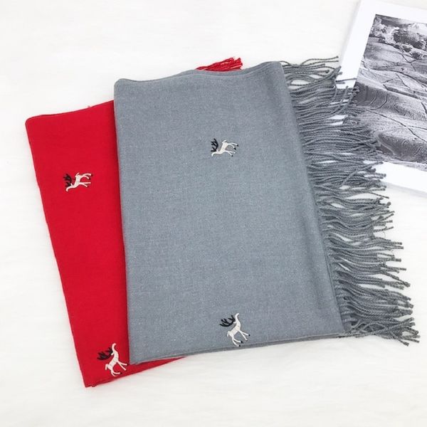 scarf embroidery deer imitation cashmere scarf embroidered thick warm shawl couple christmas wild travel fashion accessories, Blue;gray
scarf embroidery deer imitation cashmere scarf embroidered thick warm shawl couple christmas wild travel fashion accessories, Blue;gray