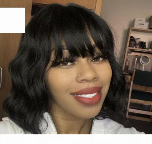 human hair bob wigs with bangs wavy brazilian short glueless full lace human hair wigs wet wavy natural hair wigs, Black;brown
human hair bob wigs with bangs wavy brazilian short glueless full lace human hair wigs wet wavy natural hair wigs, Black;brown