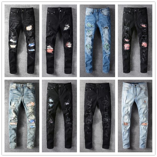 2021 new mens jeans distressed motorcycle biker jeans rock skinny slim ripped hole letter printing denim pants jeans, Blue
2021 new mens jeans distressed motorcycle biker jeans rock skinny slim ripped hole letter printing denim pants jeans, Blue