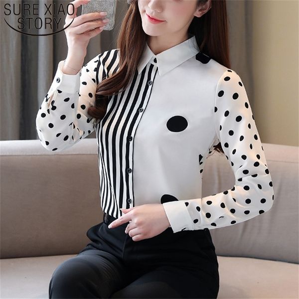 spring new fashion long sleeve stripes splice ladies wave point chiffon blouses cardigan clothing women shirts lj200811, White
spring new fashion long sleeve stripes splice ladies wave point chiffon blouses cardigan clothing women shirts lj200811, White