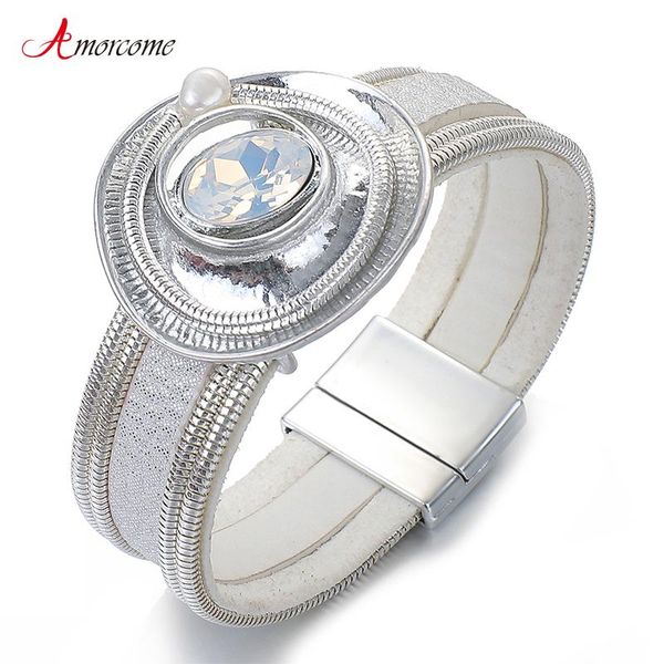 charm bracelets amorcome leather for women multilayer vintage big crystal alloy round bracelet bangle pulseras mujer 2021, Golden;silver
charm bracelets amorcome leather for women multilayer vintage big crystal alloy round bracelet bangle pulseras mujer 2021, Golden;silver
